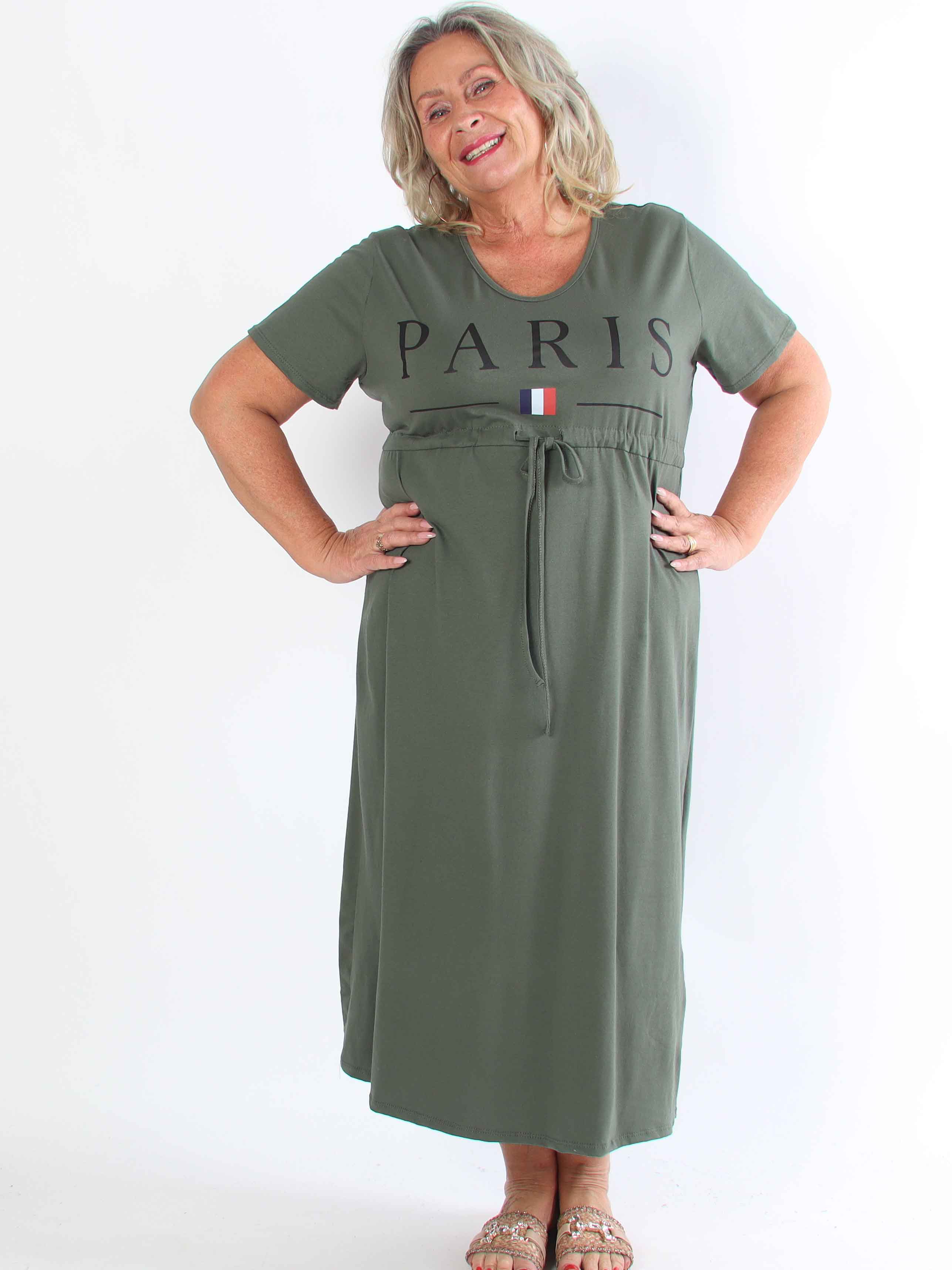 Afiya - Plus size joggingkjole i bomuld med snøre under brystet